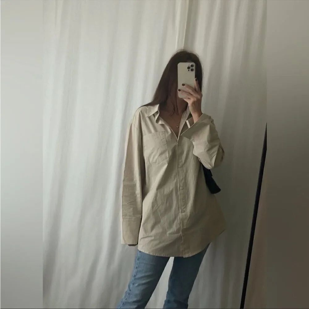 JANE button up top, beige - Picture 3 of 5